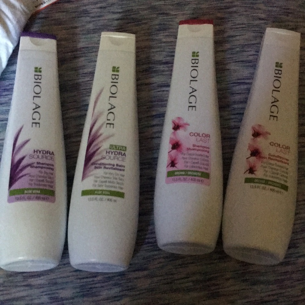 Two sets of biolage shampoo and conditioner